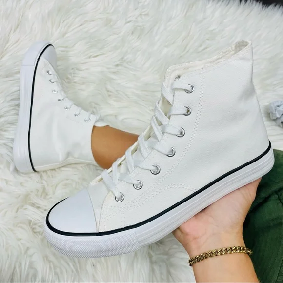 Shoes White Canvas High Top Sneaker Poshmark